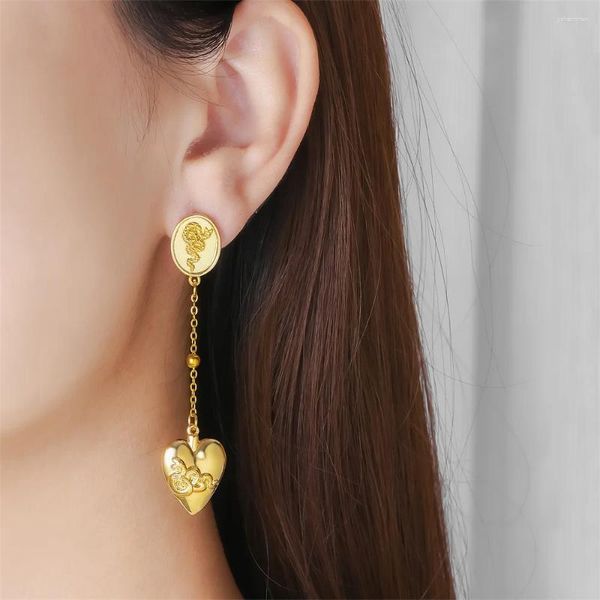 Ohrstecker Innovative Ldr Herz Schlange Tropfenohrring Retro Exquisite Glatte Versilbert Für Frau Cosplay Schmuck Jahr Geschenk