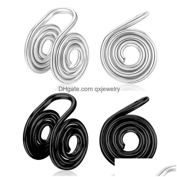 Clip-On-Ohrringe mit Schraubverschluss, 1–5 Paar, 10 mm Edelstahl-Spiraldraht umwickelt, Clip-On, nicht durchbohrte Ohrmanschetten, Fake-Nasenring-Reifen Dhqoe