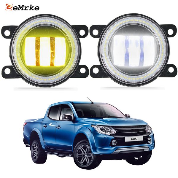 LED Angel Eyes DRL + Nebelscheinwerfer-Baugruppe 30 W/ 40 W für Mitsubishi Triton V L200 L 200 V MK5 2015 2016 2017 2018 mit klarer Linse, Auto-Tagfahrlicht, 12 V Nebelscheinwerfer