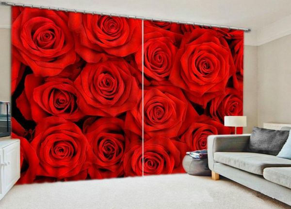 Cortina impressa 3D para sala de estar e quarto Cortinas Para Sala De Estar Rosas Animal Vendido por Painel Tamanho Imagem Personalizadal7346687