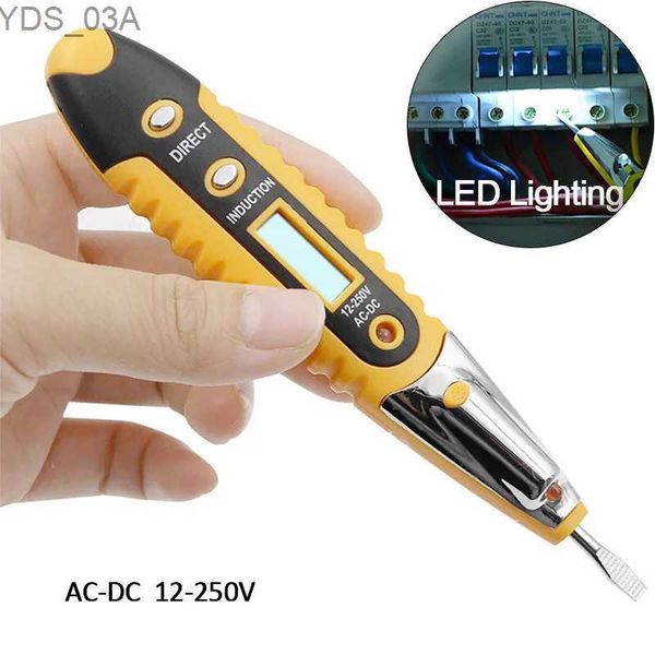 Strommessgeräte 12-250 V AC DC Spannungsdetektor Elektrische Anzeige Tester Stift Tester Meter Volt Strom Elektrischer Teststift mit LED-Licht 240320