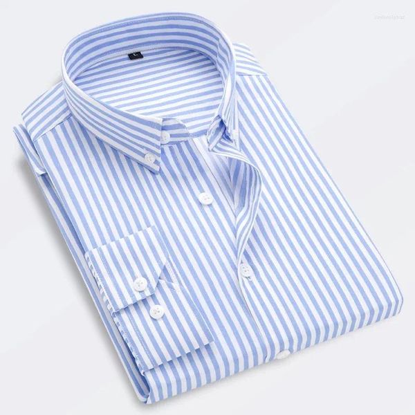 Camicie eleganti da uomo Casual Camicia estiva a righe da lavoro a maniche corte strutturata formale Tendenza moda coreana con maniche a sette punti Camicia slim fit