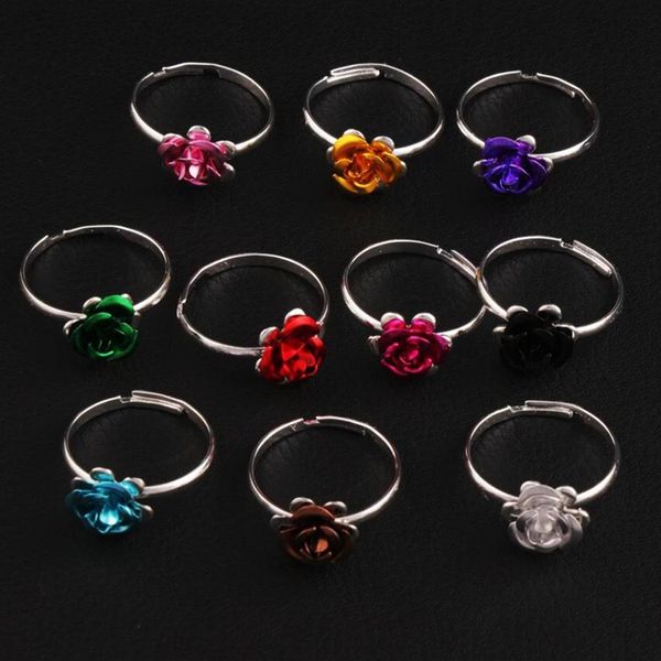 Bunte kleine Blumen-Ring-justierbare Größe 100pcs/lot frische Band-Ring-Schmucksachen DIY NEU R3088/98 227D