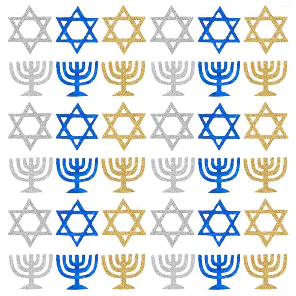 Decoração de festa Hanukkah Glitter Recortes Star David Confetti Holiday Menorah Gold Blue Silver Table Scatter