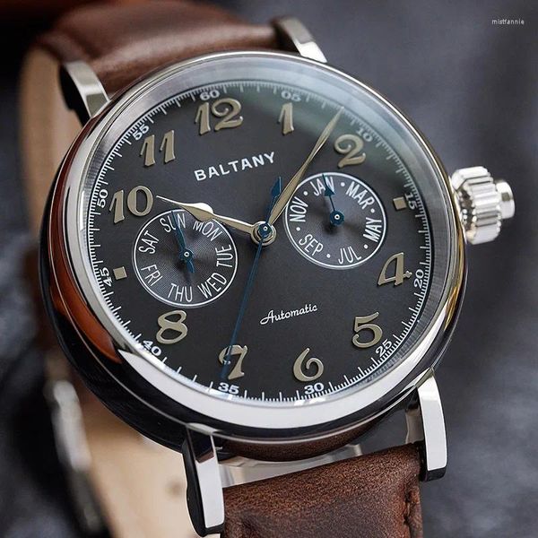 Наручные часы Baltany Week Month Function Watch Miyota 9122 Механизм Vickers 500HV 50M Водонепроницаемые мужские механические часы с сапфировым стеклом