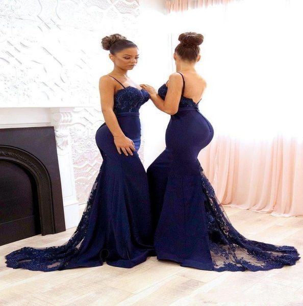 Темно-синее простое платье подружки невесты 2021 года. Милая кружевная аппликация. Русалка для выпускного вечера. Длинное платье для подружки невесты.6237547.