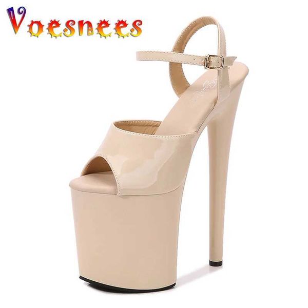 Sapatos de vestido bege cor festa mulheres design de moda sexy passarela sandálias de salto alto plataforma stiletto meninas sapato clube stripers h240325