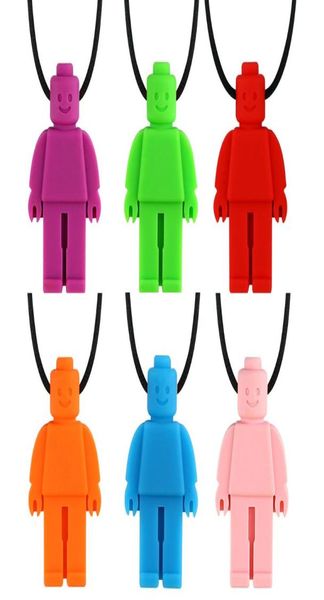 Ciondolo da masticare in silicone per bambini per ragazze dei ragazzi Figurina masticabile giocattolo in silicone Massaggiagengive Robot Collana da masticare per bambini Baby3658162