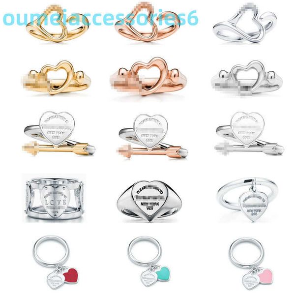 2024 Schmuckdesigner-Marken-Bandringe, das neue 925 versilberte Herz von Herren und Damen im gleichen Stil, Fashion Love Advanced Sense Ring