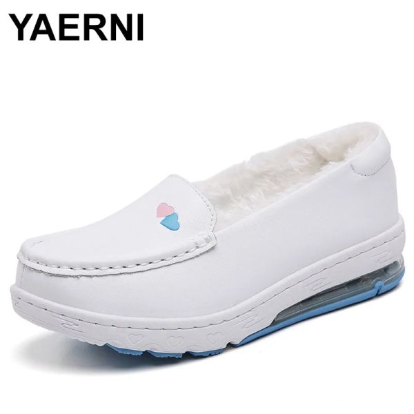 Loafers Hemşirelik İşleri Kadın Ayakkabıları Beyaz Kadınlar Mokaklar Rahat Kauçuk Bayanlar Yürüyüş Ayakkabıları Hafif tıkanıklıklar Kadınlar için