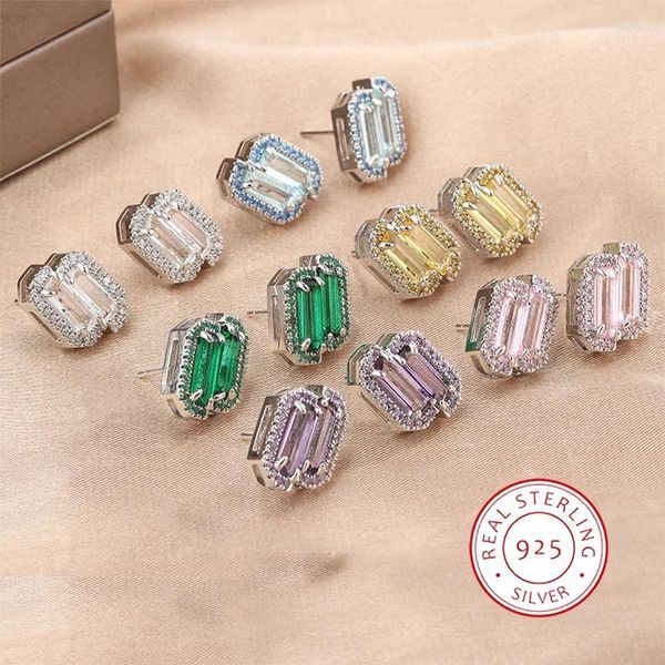 Ohrstecker Blau Weiß Lila Zirkonia 925 Silber Damen Für Hochzeit Braut Rosa Diamant Ohrring