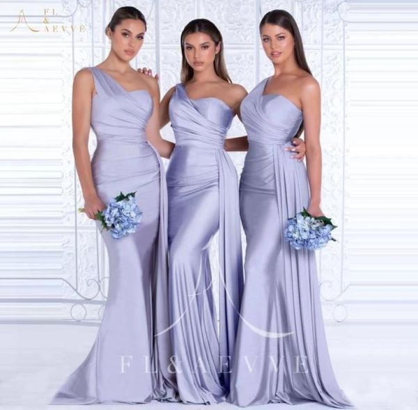 2022 Beliebte Brautjungfernkleider One-Shoulder-Seidensatin Meerjungfrau Trauzeugin Kleider Rückenfreies Hochzeitsgast-Partykleid8725737