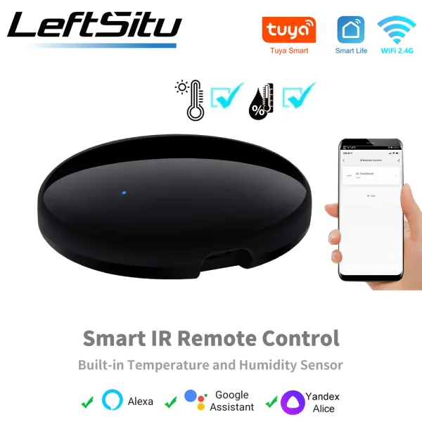 Controle tuya wifi universal ir remoto com sensor de umidade temperatura para ac, tv casa inteligente trabalho com alexa, google home yandex alice