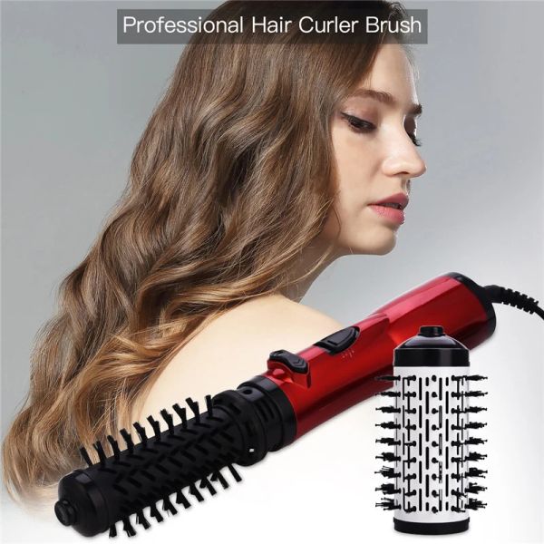 Escovas 3 em 1 rotativa alisador de cabelo elétrico escova modelador de cabelo escova secador de ar quente pente de íon negativo pente modelador de cabelo