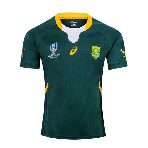 19 África do Sul da Copa do Mundo de Rugby Jersey Sports Top Casual Mens Camiseta de manga curta