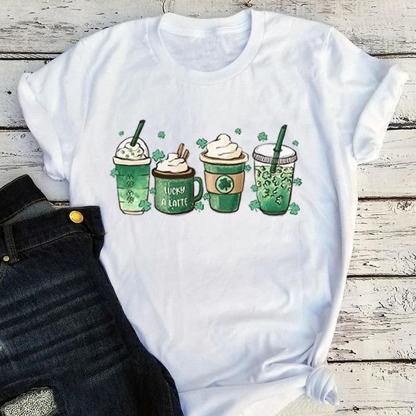 Damen T-Shirts St. Patrick's Coffee Shirt Lucky St Day Tops Lustige Kleidung Shamrock Tee Geschenk