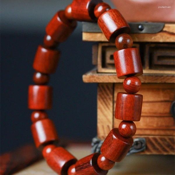 Bracciale portatile fai da te creativo con perline a forma di barile africano Pterocarpus Santalinus africano