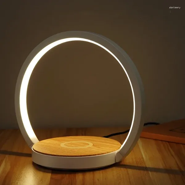 Lampade da tavolo Protezione per gli occhi Lampada a LED Soggiorno Camera da letto Comodino Touch Dimming Luce di ricarica wireless Decorazione per interni Notte