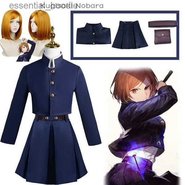 cosplay Costumi anime Jujutsu Kaisen Kugisaki Nobara Cosplay Come Top Gonna Cappotto Halloween Hammer Set da donna con cinturini da tascaC24321