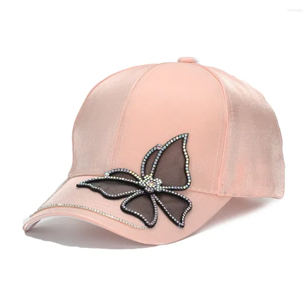 Bola bonés brilho strass borboleta beisebol unisex moda rua snapback chapéu mulheres verão ao ar livre protetor solar ajustável