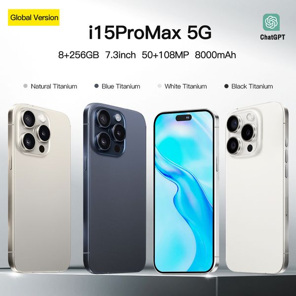 I15 Pro Max Mobiltelefone 6,7 Zoll Smartphone LTE 5G Smartphones 16 GB RAM 1 TB Kamera 48MP 108 MP Face ID GPS Octa Core Android Mobile Handy Green Tag Sealed Box