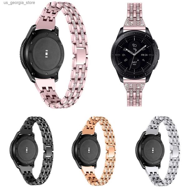 Assista Bandas Pulseira Para Samsung Engrenagem S2 S3 Banda Mulheres Diamante Metal Strap Para Galaxy 46mm 42mm Banda Para Amazfit Bip / Huawei GT Y240321