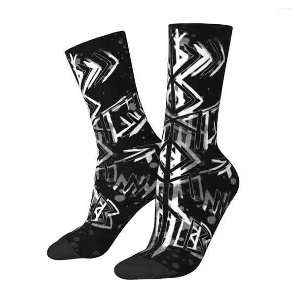 Herrensocken Happy Runes Retro Wikinger Mythologie Street Style Nahtlose Crew Socke Geschenkmuster gedruckt