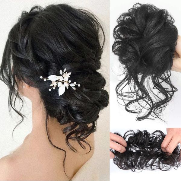 CHIGNON CAPPELLI UMANI BUNDLES CHIGNON CANNO CURLY CUCI CAN BANDA ELASSIONE ELASSE PIETRI FALSO SCRUI