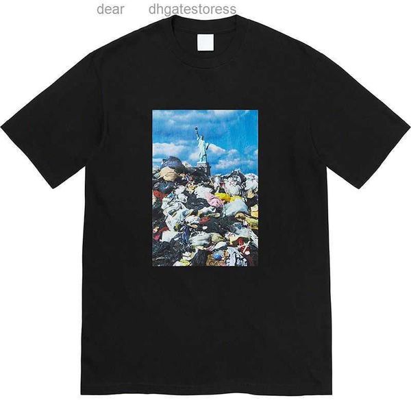 Man tee çöp erkek tişörtleri klasik kutu Özgürlük Heykeli Çöp Dökümü Baskılı Yaz Kısa Kollu Tee Yaz Giyim Egzersiz