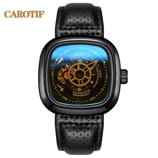 Pantofole orologio meccanico automatico Sport da marchio maschile sport e piazzole per leisure garzone grande orologio in pelle impermeabile montre homme