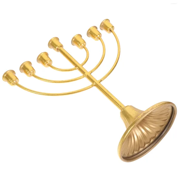 Titulares de vela Hanukkah Menorah Bed Room Decor Vintage Castiçais Ornament Desktop Titular Quarto Candelabro Ferro Forjado Metal para Mesa