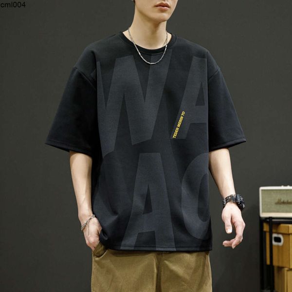 T-shirt a maniche corte per uomo estate sottile seta di ghiaccio allentata oversize paffuto alla moda metà abbigliamento casual Qwu8 Dgfd