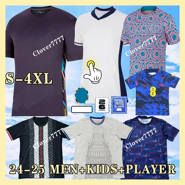 2024 Inglaterra Futebol Jerseys Saka Foden BELLINGHAM RASHFORD STERLING GREALISH National Team KANE xxxl 4xl Camisa de futebol Kit Camisas vermelhas brancas 24 25 Homens Mulher Kit infantil