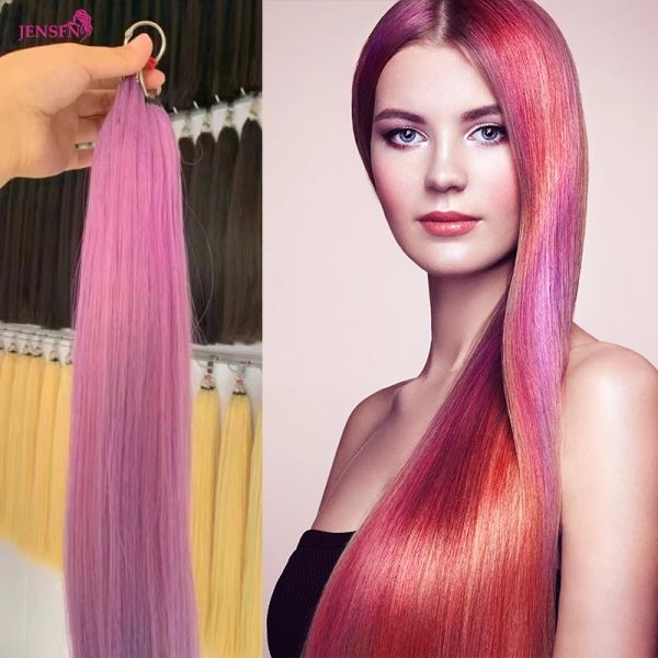 Extensions JENSFN Color Hair Micro Feather Neue Haarverlängerungen Echthaar Glatt Handstricken 20 Zoll 0,8 g/Strähne Farbe Friseursalon