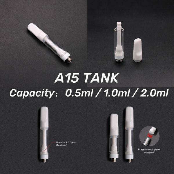 A15 Vape Sepetler Ampul Pyrex Yağ Cam Tek Kullanımlık Kartuş 0.5ml 1.0ml 2.0ml Vape Yağ Atomizer 10.5mm Çapı 510 İplik Kalın Yağ Kartuşu Üreticisi Besleme Doğrudan