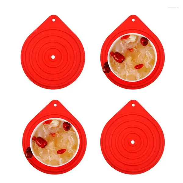 Tapetes de mesa Silicone Microondas Conjunto de 4 Pratos Anti-Slip Pot Holder Fácil de Limpar para Jantar Forno Freezer