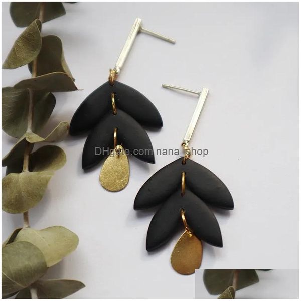 Dangle Chandelier Brincos Polímero Argila Gota para Mulheres Meninas Cores Folha Forma Dangles Orelha Jóias Acessório Presentes Entrega Dhyea