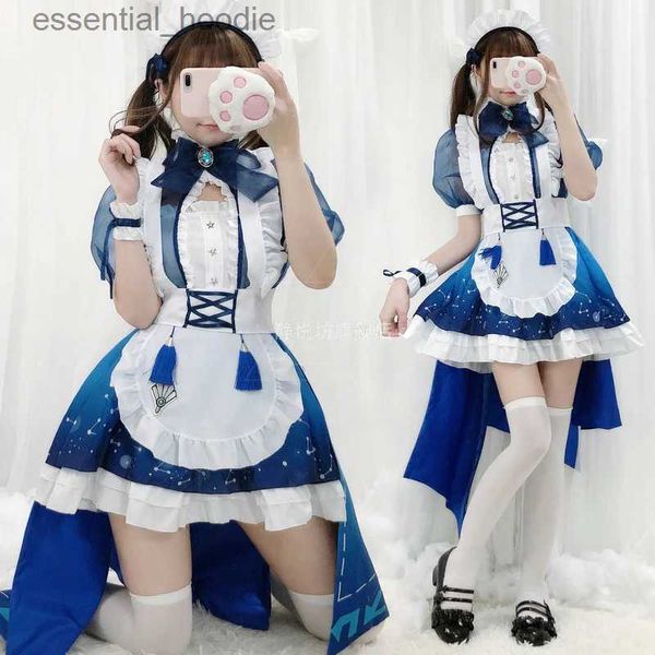 Cosplay Anime Trajes Role-playing Japonês chegou com um conjunto completo de fantasias de Maid Costumes C240411