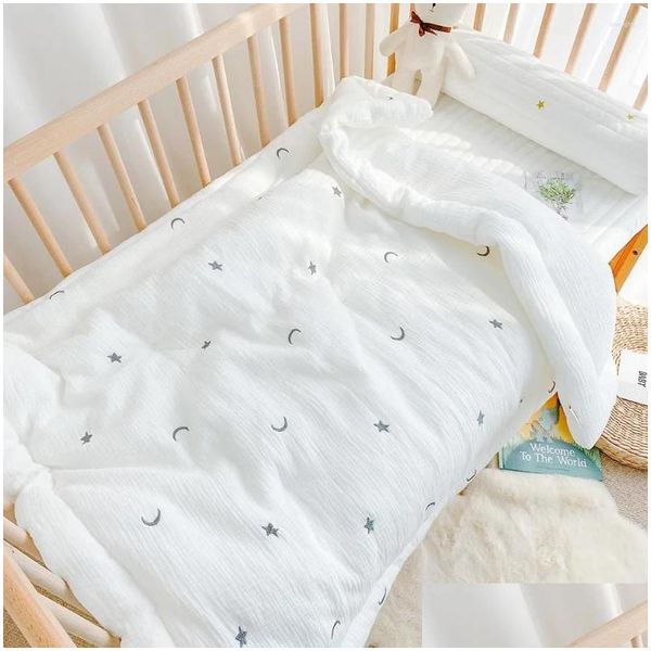 Coperte Fasce Coperta per neonati Ddling Born Termico Morbido Pile Set di biancheria da letto Solido Trapunta in cotone Consegna a goccia Bambini Maternità Asilo nido Oti72