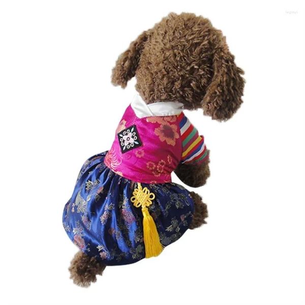 Vestuário para cães Coréia ClassicTraditional Bordado Hanbok Estilo Pet Cães Vestido Pequeno Cothing Jaqueta de Cachorrinho