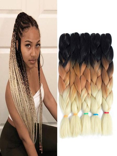 24 Polegada 100gPack Kanekalon Jumbo Box Trança Extensões de Cabelo Ombre Kanekalon Jumbo Caixa de Crochê Tranças Hair7262483