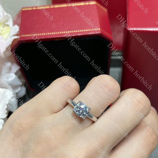 Anel de casamento feminino simples designer anel de diamante personalizado anéis de noivado de alta qualidade para mulheres jóias de luxo presente com caixa