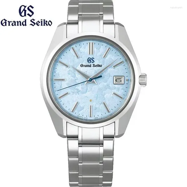 Relógios de pulso Classic GrandSeiko Formal Men Watch SBGP017 GS Quartz Waterproof Calendar Top Luxury Steel Strip Business Men Watch.