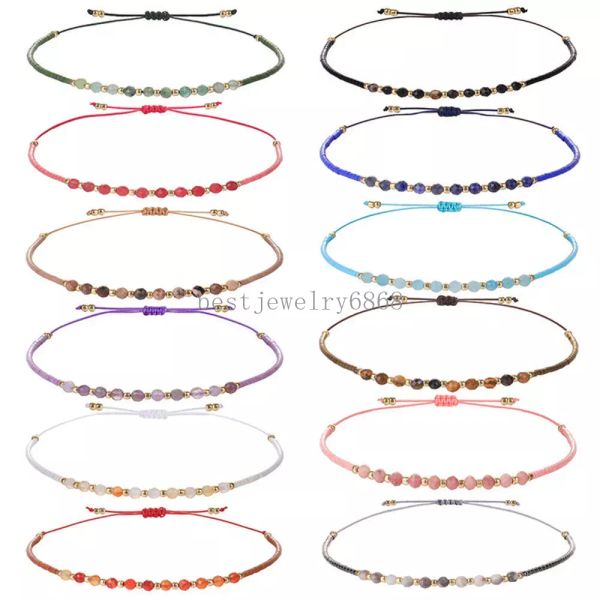 Nuovo braccialetto intrecciato con perline di pietra colorata Perline da 2 mm Braccialetti di amicizia per ragazza Voco Braccialetti tessuti fatti a mano per le donne Ragazze Molto per il meglio