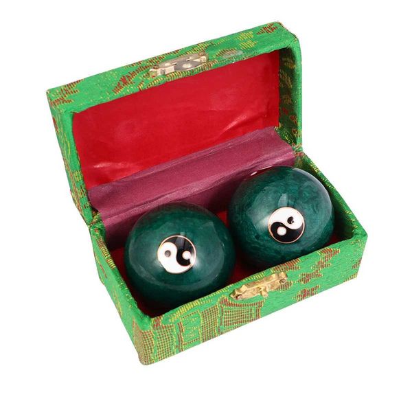 Massageador facial chinês tai chi chime tradicional bola de massagem artesanal com esmalte verde prática bola de massagem pedra 240321