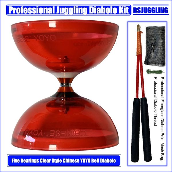 Professionelles Diabolo-Set mit drei oder fünf Lagern Kongzhu mit Handstab und Netztasche Yo-Yo Magic Jonglierspielzeug240311