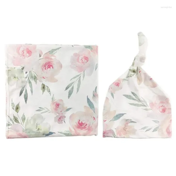 Одеяла, 2 шт., пеленальная накидка с цветочным рисунком, набор повязок на голову, хлопковое одеяло для младенцев, спальный мешок, повязка для волос