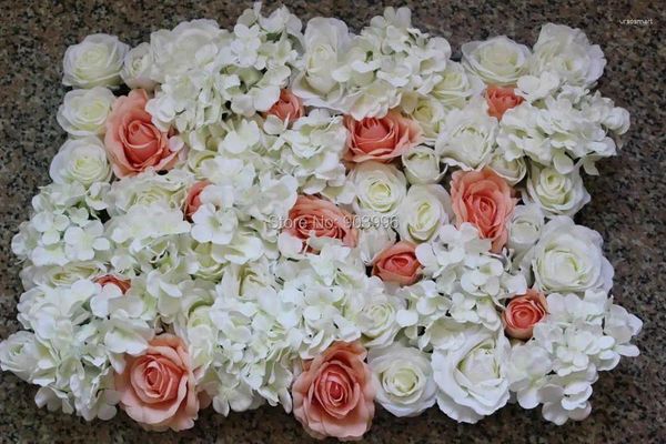 Flores decorativas SPR-10 pçs/lote Pêssego Branco Idéias de Planejamento de Eventos de Casamento Rosa Flor Parede Artificial Seda Decoração Floral