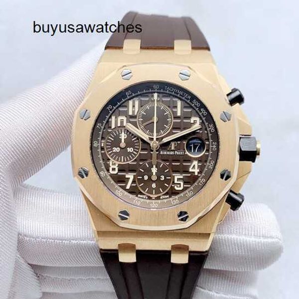 Relógio de pulso AP de luxo popular Royal Oak Offshore Series 42mm Calendário Timing Red Devil Vampire Automático Mecânico Precisão Aço Rosa Ouro Moda Mens Watch