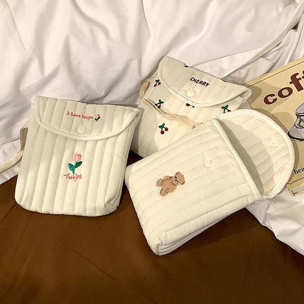 Aufbewahrungstaschen Niedliche Damenbindentasche aus Baumwolle Tragbare kleine Mini-Studenten-Tampon-Menstruationspad-Organizer-Tasche